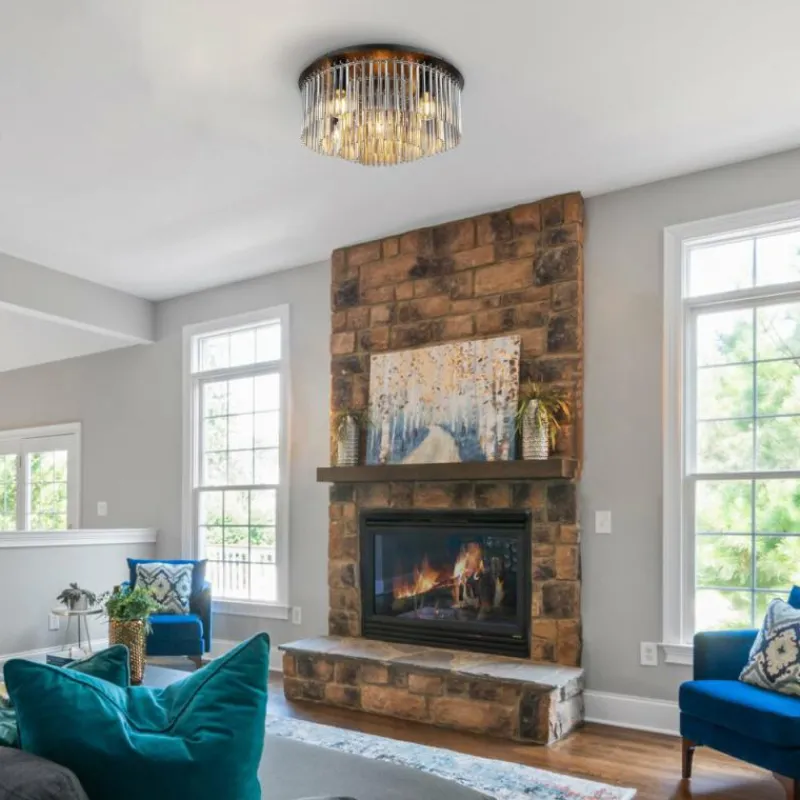 Suspension Verre Fumé-Luminaires Globo Lighting Plafonnier Globo GORLEY Noir, 5 lumières