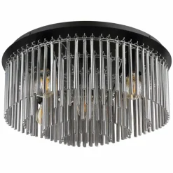 Suspension Verre Fumé-Luminaires Globo Lighting Plafonnier Globo GORLEY Noir, 5 lumières