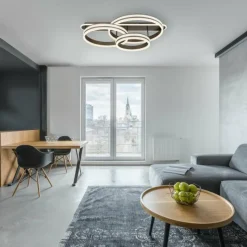 Luminaires Globo Lighting Plafonnier Globo GROUNI LED Titane, 1 lumière, Télécommandes* Éclairage Led