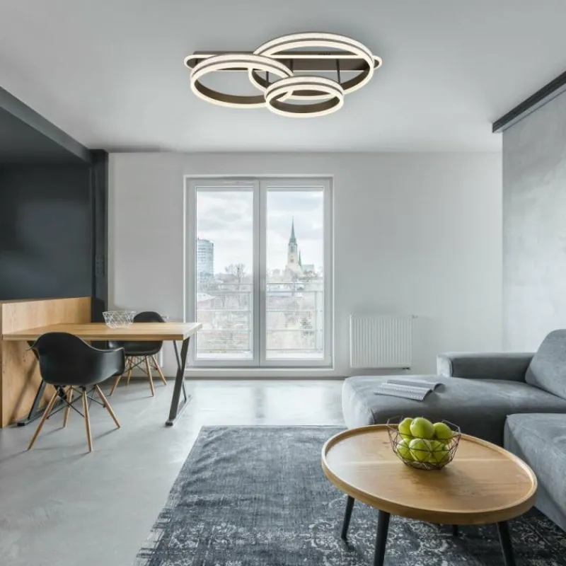 Luminaires Globo Lighting Plafonnier Globo GROUNI LED Titane, 1 lumière, Télécommandes* Éclairage Led