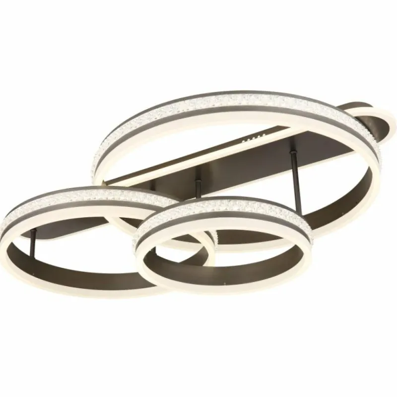 Luminaires Globo Lighting Plafonnier Globo GROUNI LED Titane, 1 lumière, Télécommandes* Éclairage Led