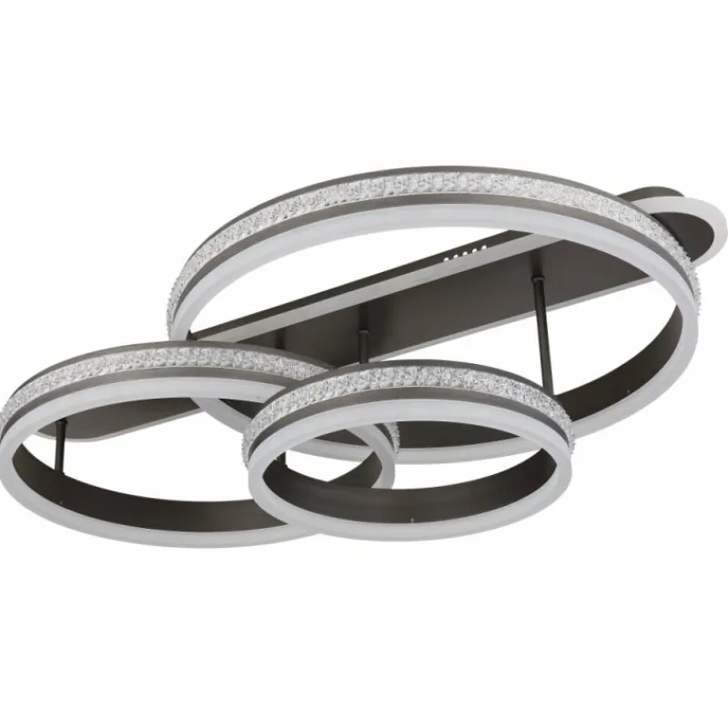 Luminaires Globo Lighting Plafonnier Globo GROUNI LED Titane, 1 lumière, Télécommandes* Éclairage Led