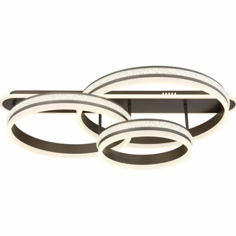 Luminaires Globo Lighting Plafonnier Globo GROUNI LED Titane, 1 lumière, Télécommandes* Éclairage Led