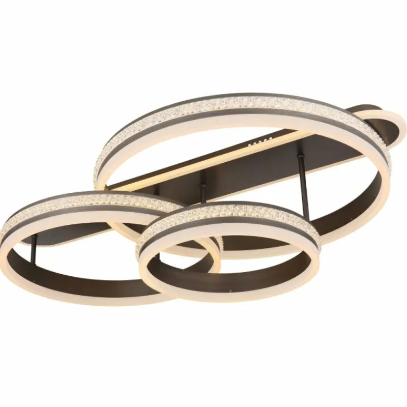 Luminaires Globo Lighting Plafonnier Globo GROUNI LED Titane, 1 lumière, Télécommandes* Éclairage Led