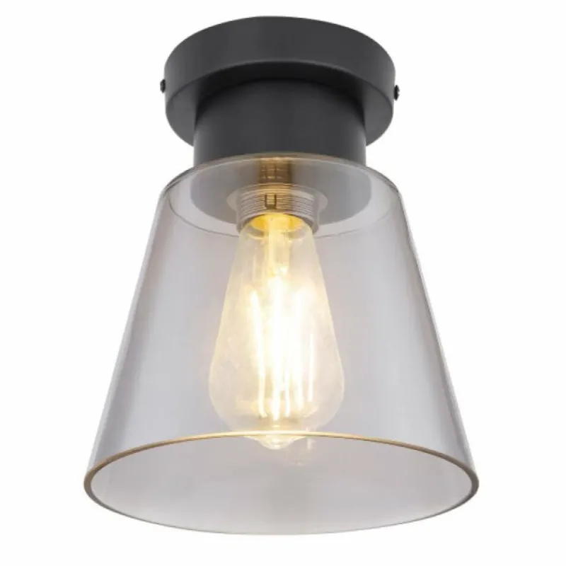 Suspension Verre Fumé-Luminaires Globo Lighting Plafonnier Globo GUMBA Noir, 1 lumière