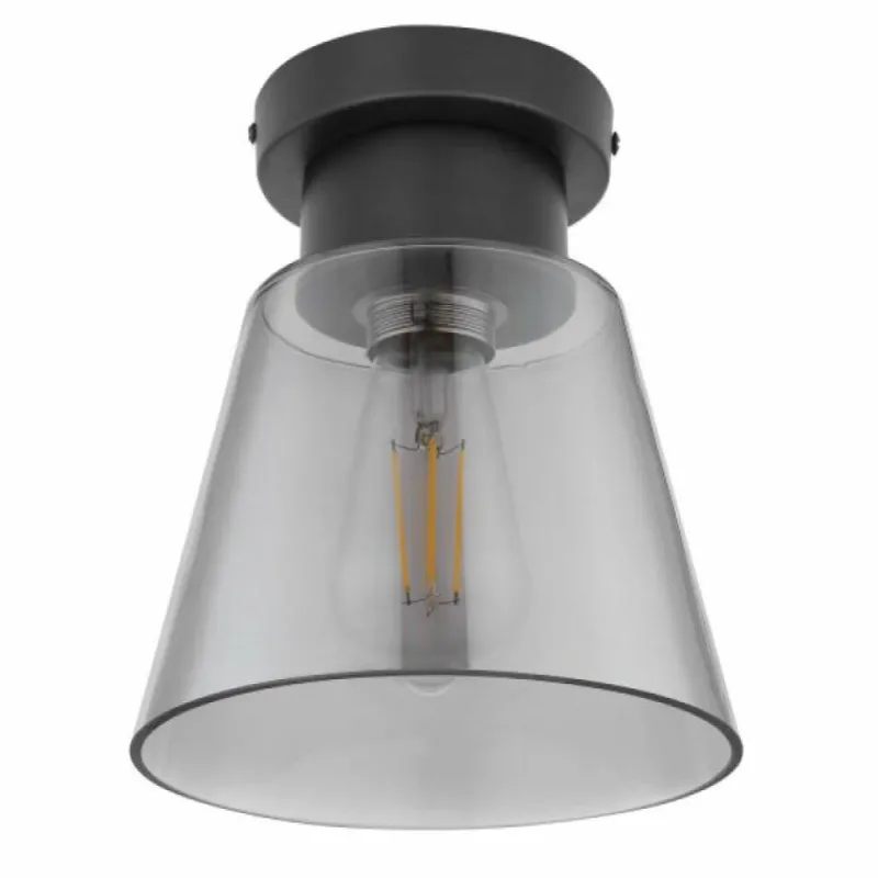 Suspension Verre Fumé-Luminaires Globo Lighting Plafonnier Globo GUMBA Noir, 1 lumière