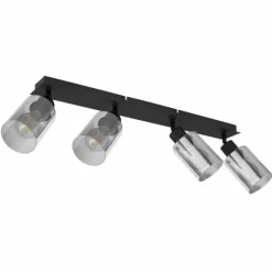 Suspension Verre Fumé-Luminaires Globo Lighting Plafonnier Globo HADERA Noir, 4 lumières