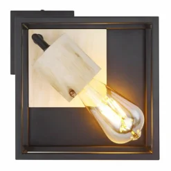 Lampes En Bois-Luminaires Globo Lighting Plafonnier Globo HAGAR Bois clair, Noir, 1 lumière