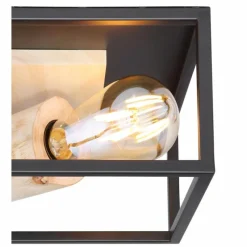 Lampes En Bois-Luminaires Globo Lighting Plafonnier Globo HAGAR Bois clair, Noir, 1 lumière