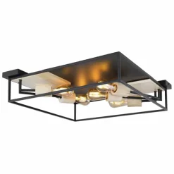 Lampes En Bois-Luminaires Globo Lighting Plafonnier Globo HAGAR Bois clair, Noir, 5 lumières