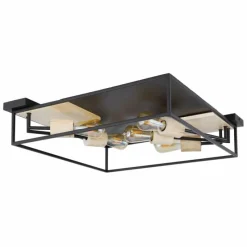 Lampes En Bois-Luminaires Globo Lighting Plafonnier Globo HAGAR Bois clair, Noir, 5 lumières