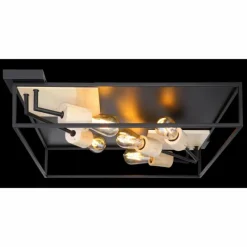 Lampes En Bois-Luminaires Globo Lighting Plafonnier Globo HAGAR Bois clair, Noir, 5 lumières