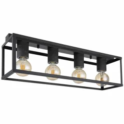 Lampes Industrielles-Luminaires Globo Lighting Plafonnier Globo HAGAR Noir, 4 lumières