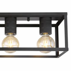 Lampes Industrielles-Luminaires Globo Lighting Plafonnier Globo HAGAR Noir, 4 lumières