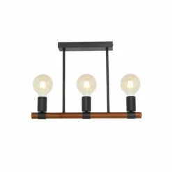 Lampes En Bois-Luminaires Globo Lighting Plafonnier Globo HEINRICH Bois foncé, Noir, 3 lumières