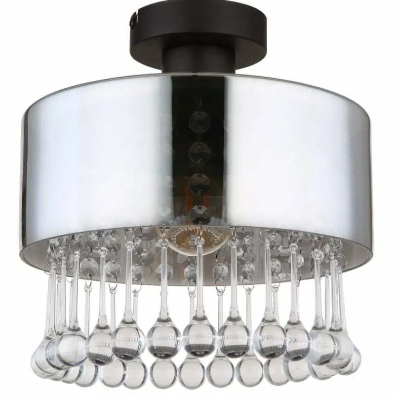 Suspension Verre Fumé-Luminaires Globo Lighting Plafonnier Globo HENDRY Noir, 1 lumière