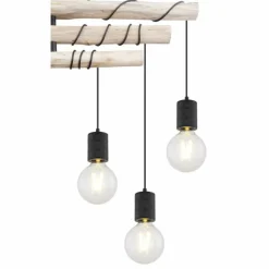 Luminaires Scandinaves-Luminaires Globo Lighting Plafonnier Globo HERMINE Bois clair, Noir, 6 lumières
