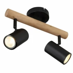 Lampes En Bois-Luminaires Globo Lighting Plafonnier Globo HERTI Brun, Noir, 2 lumières