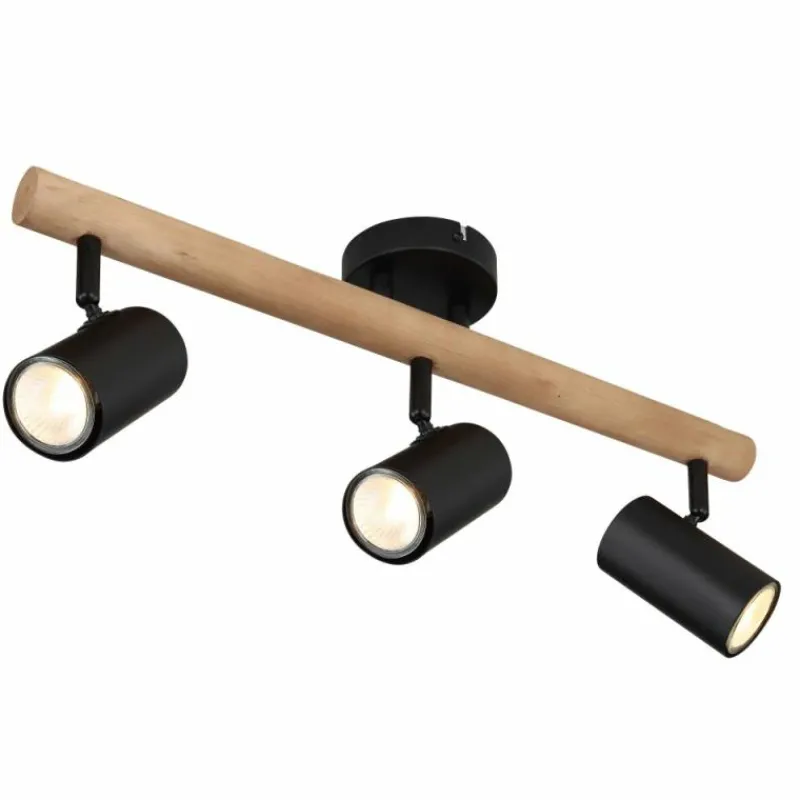 Lampes En Bois-Luminaires Globo Lighting Plafonnier Globo HERTI Brun, Noir, 3 lumières