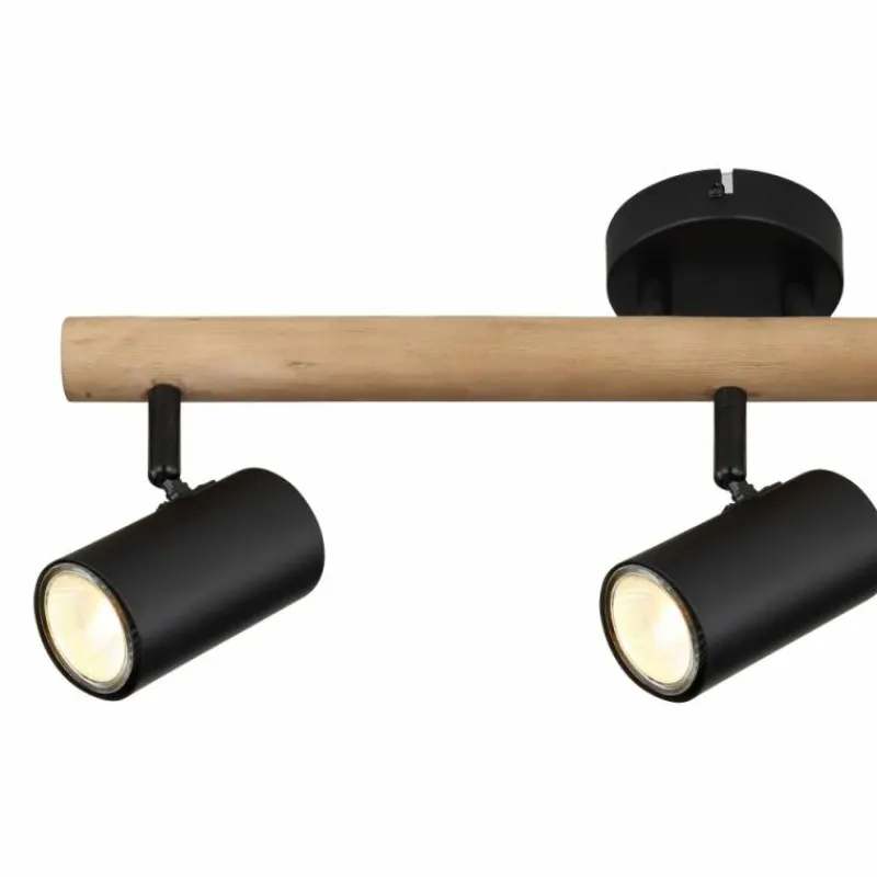 Lampes En Bois-Luminaires Globo Lighting Plafonnier Globo HERTI Brun, Noir, 3 lumières