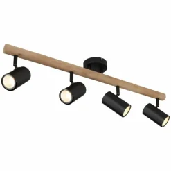 Lampes En Bois-Luminaires Globo Lighting Plafonnier Globo HERTI Brun, Noir, 4 lumières