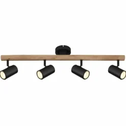 Lampes En Bois-Luminaires Globo Lighting Plafonnier Globo HERTI Brun, Noir, 4 lumières