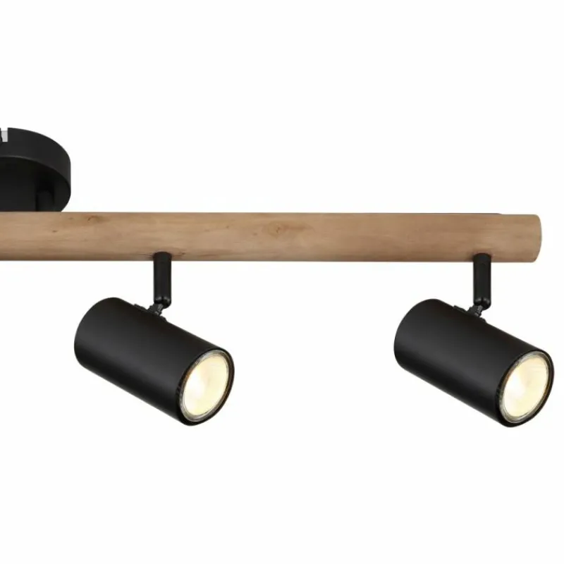 Lampes En Bois-Luminaires Globo Lighting Plafonnier Globo HERTI Brun, Noir, 4 lumières