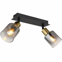 Suspension Verre Fumé-Luminaires Globo Lighting Plafonnier Globo HOLLSY Noir, 2 lumières