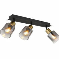 Suspension Verre Fumé-Luminaires Globo Lighting Plafonnier Globo HOLLSY Noir, 3 lumières