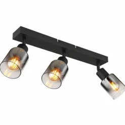 Suspension Verre Fumé-Luminaires Globo Lighting Plafonnier Globo HUBERTUS Noir, 3 lumières