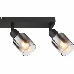 Suspension Verre Fumé-Luminaires Globo Lighting Plafonnier Globo HUBERTUS Noir, 4 lumières