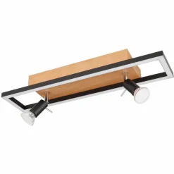 Lampes En Bois-Luminaires Globo Lighting Plafonnier Globo IDA LED Couleur bois, Noir, 3 lumières