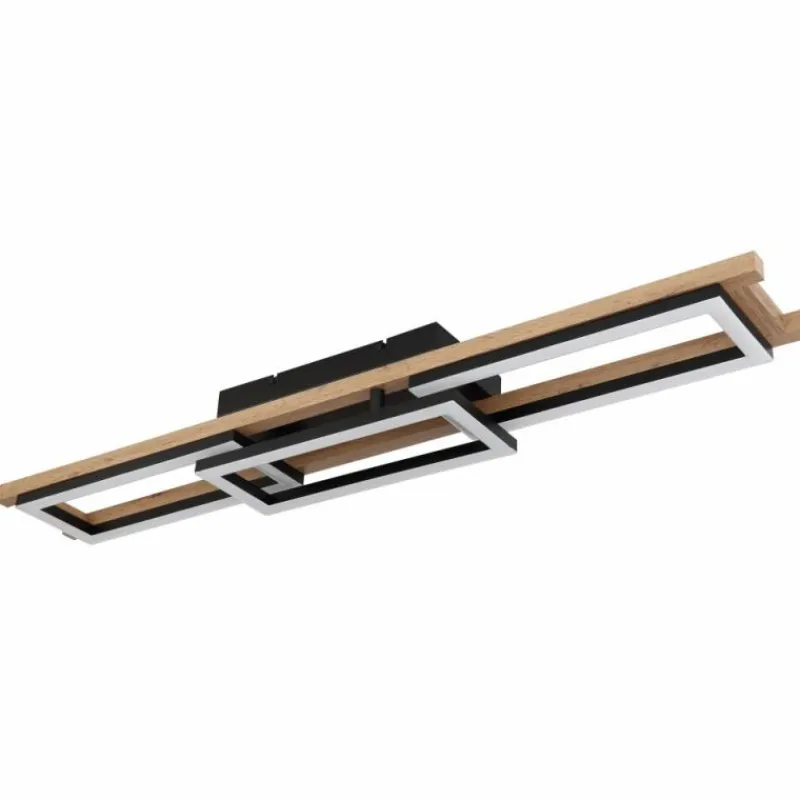 Lampes En Bois-Luminaires Globo Lighting Plafonnier Globo ILLA LED Couleur bois, Noir, 1 lumière