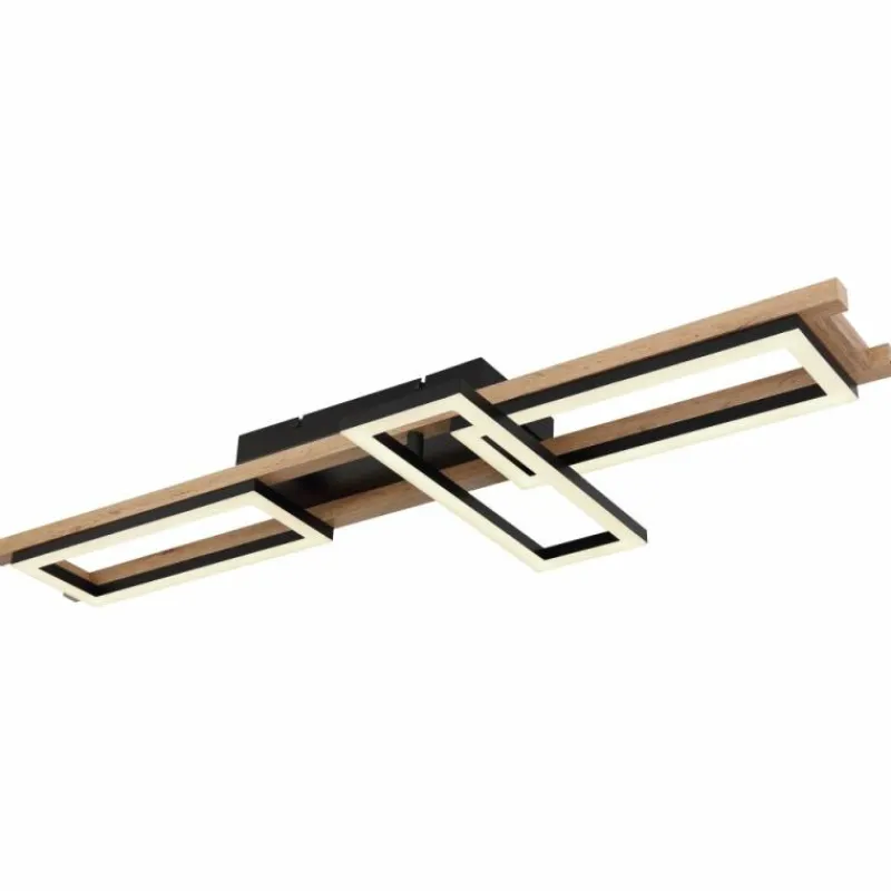 Lampes En Bois-Luminaires Globo Lighting Plafonnier Globo ILLA LED Couleur bois, Noir, 1 lumière