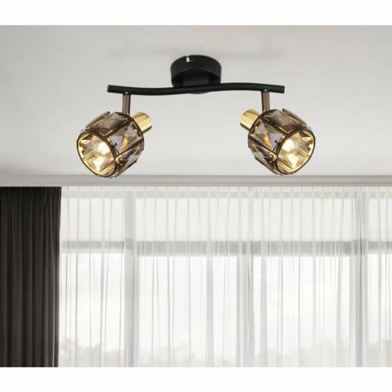 Lampes Dorées-Luminaires Globo Lighting Plafonnier Globo INDIANA Noir, 2 lumières