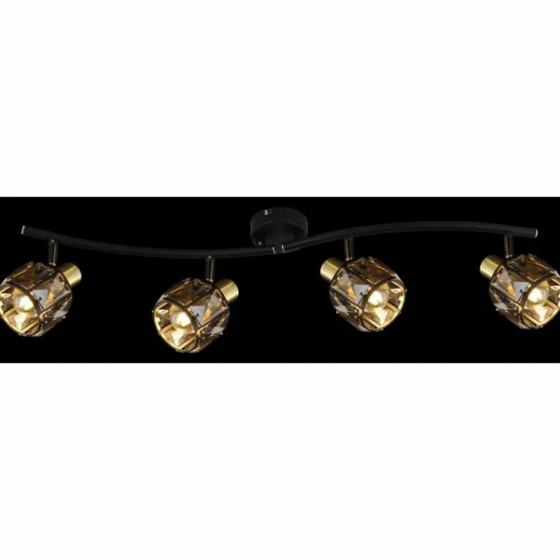 Lampes Dorées-Luminaires Globo Lighting Plafonnier Globo INDIANA Noir, 4 lumières