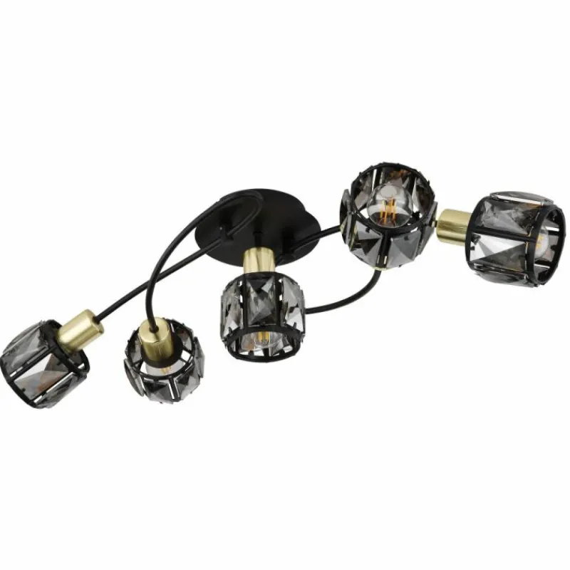 Lampes Dorées-Luminaires Globo Lighting Plafonnier Globo INDIANA Noir, 5 lumières