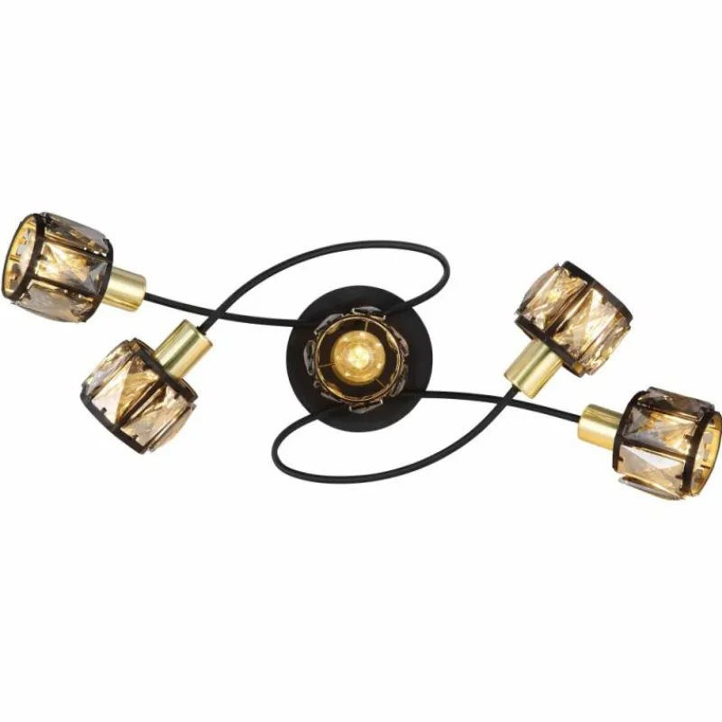 Lampes Dorées-Luminaires Globo Lighting Plafonnier Globo INDIANA Noir, 5 lumières