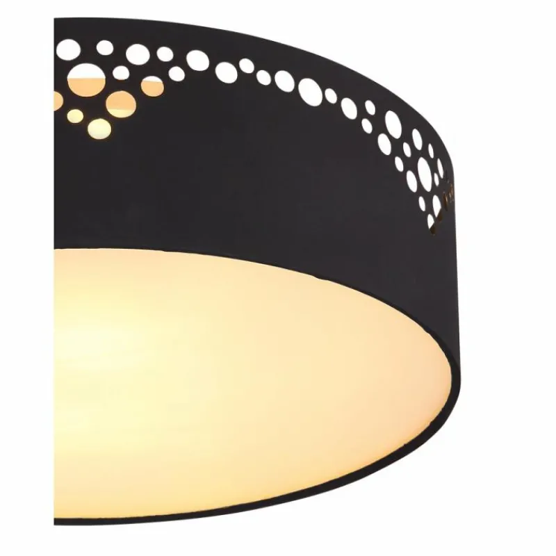 Lampes En Tissu-Luminaires Globo Lighting Plafonnier Globo INGEBORG Noir, 2 lumières