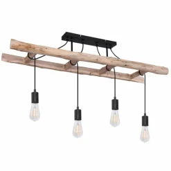 Luminaires Scandinaves-Luminaires Globo Lighting Plafonnier Globo IRMGARD Bois clair, Noir, 4 lumières