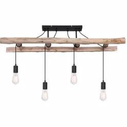 Luminaires Scandinaves-Luminaires Globo Lighting Plafonnier Globo IRMGARD Bois clair, Noir, 4 lumières