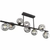 Suspension Verre Fumé-Luminaires Globo Lighting Plafonnier Globo IRNAA LED Noir, 9 lumières