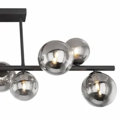 Suspension Verre Fumé-Luminaires Globo Lighting Plafonnier Globo IRNAA LED Noir, 9 lumières