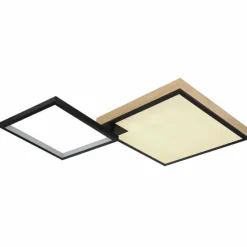 Lampes En Bois-Luminaires Globo Lighting Plafonnier Globo JACKY LED Couleur bois, Noir, 2 lumières, Télécommandes, Changeur de couleurs