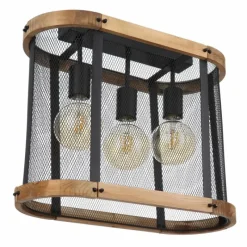 Lampes En Bois-Luminaires Globo Lighting Plafonnier Globo JEANIE Bois foncé, Noir, 3 lumières