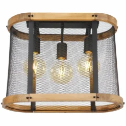 Lampes En Bois-Luminaires Globo Lighting Plafonnier Globo JEANIE Bois foncé, Noir, 3 lumières