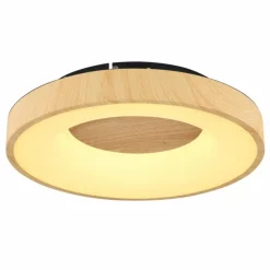 Lampes En Bois-Luminaires Globo Lighting Plafonnier Globo JOLLI LED Couleur bois, 1 lumière, Télécommandes