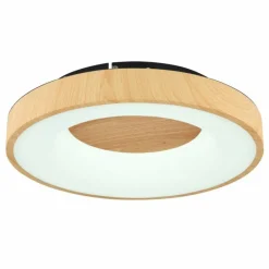 Lampes En Bois-Luminaires Globo Lighting Plafonnier Globo JOLLI LED Couleur bois, 1 lumière, Télécommandes