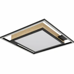 Lampes En Bois-Luminaires Globo Lighting Plafonnier Globo JORRY LED Couleur bois, Noir, 1 lumière, Télécommandes