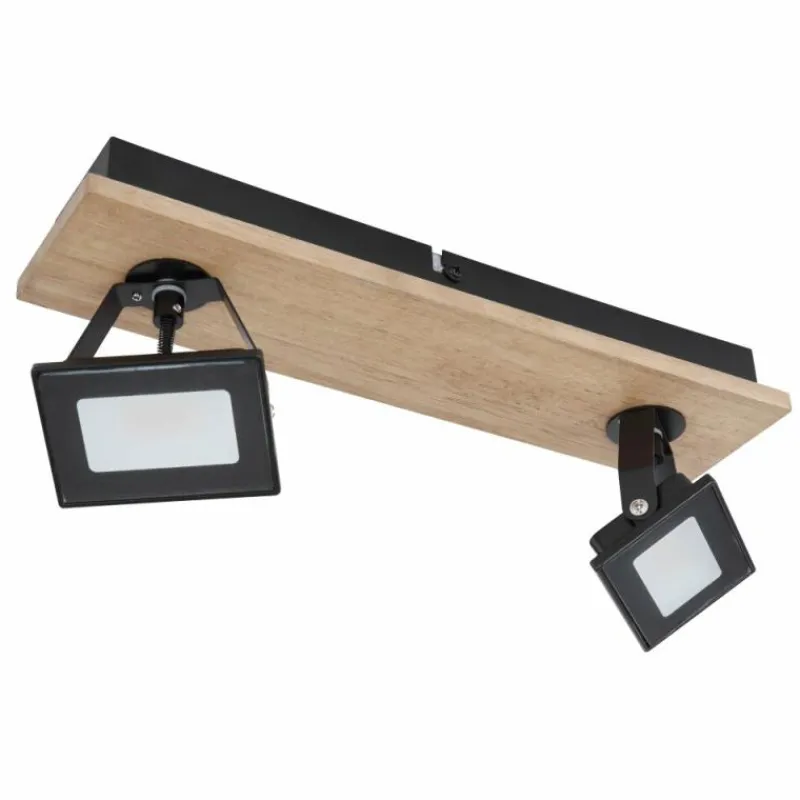 Lampes En Bois-Luminaires Globo Lighting Plafonnier Globo JOYA LED Bois clair, Noir, 2 lumières